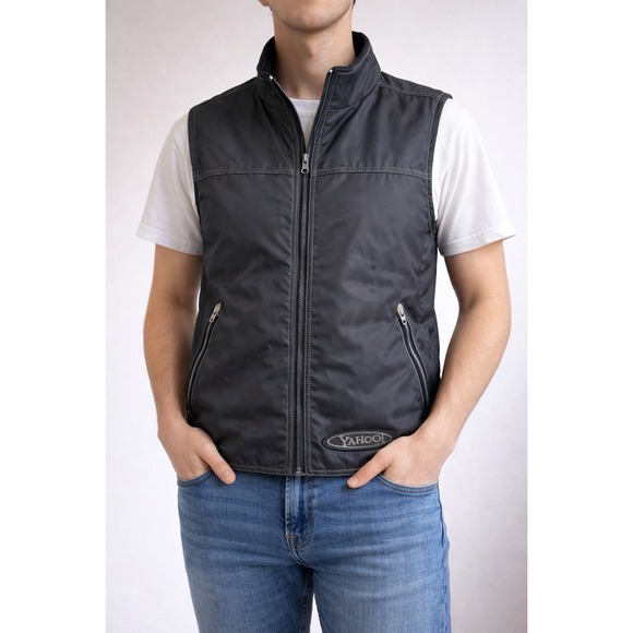 Yahoo! Gear Mens Vest size XL color Dark Grey Technology Inspired Sleeveless